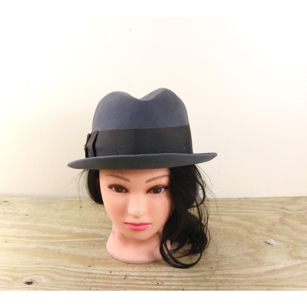 Vintage Mallory Fifth Avenue Hat Gray Brown Wool Mens 6 3/4 Fedora USA